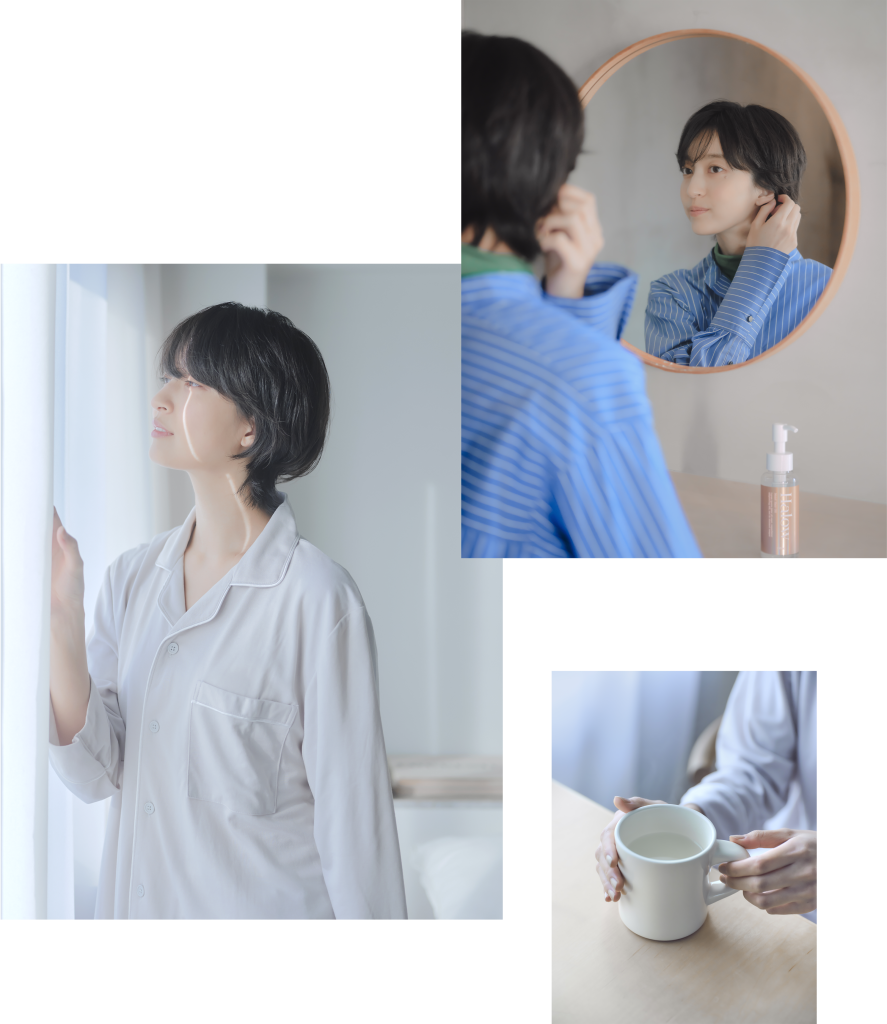 モーニングルーティン中の女性