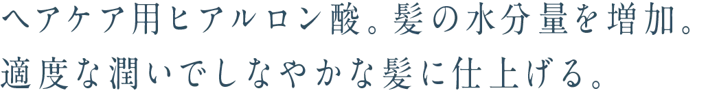 ヘアケア用ヒアルロン酸。髪の水分量を増加。適度な潤いでしなやかな髪に仕上げる